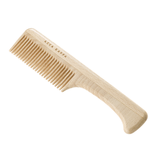 Acca Kappa Wood Comb with Handle - For detangling normal to fine, straight hair